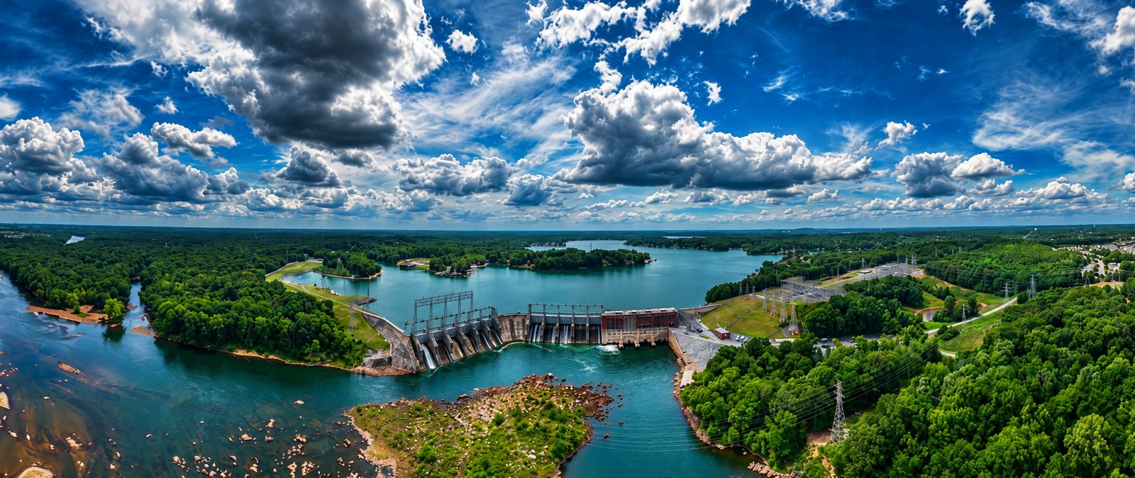 River and dam panorama