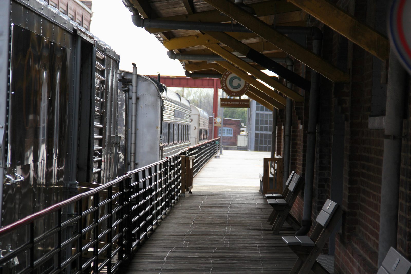 Along the platform